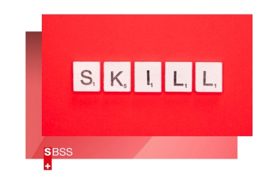 "SKILL" (Fähigkeit) mit Scrabble Buchstaben geschrieben